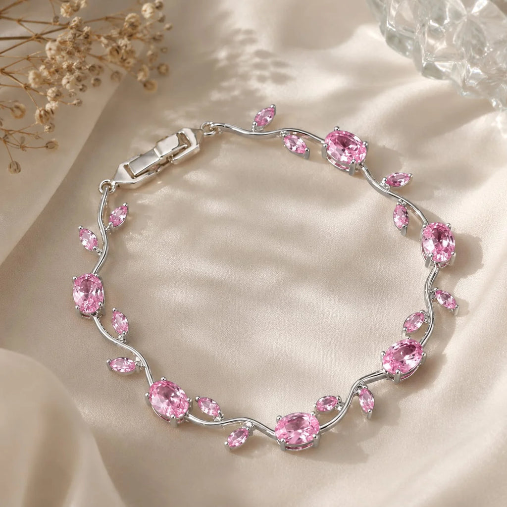 Silver Tulip Vine pink Bracelet Mehtab.pk.