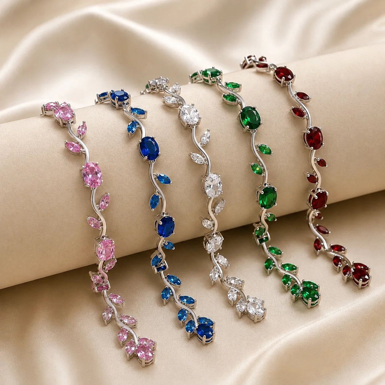 Silver Tulip Vine pinks Bracelet Mehtab.pk.