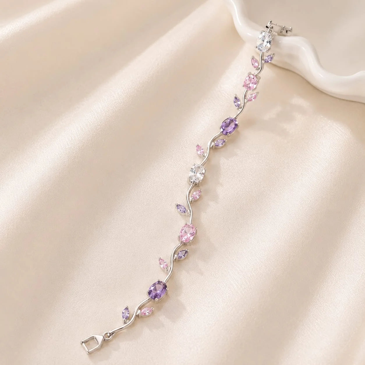 Silver Tulip Vine purple Bracelet Mehtab.pk.